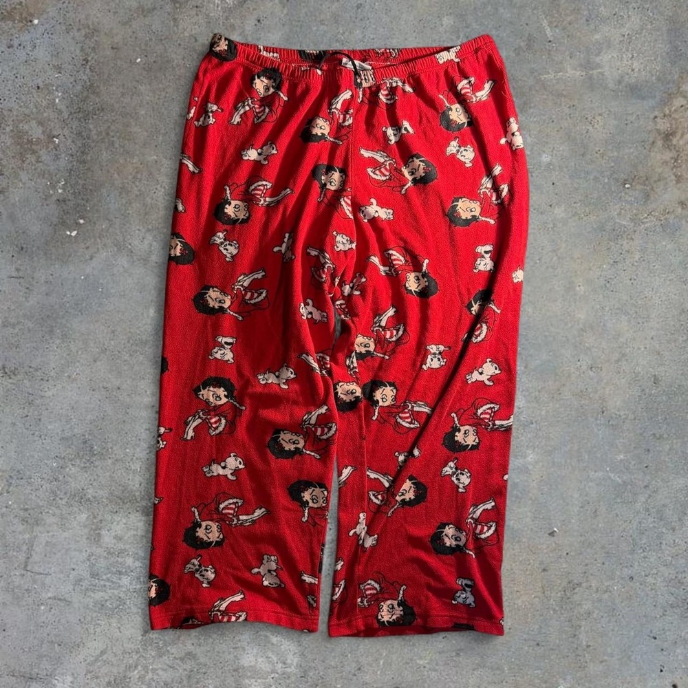 Betty Boop Red Plush Fleece Pajama Pants 2007 Cartoon Lounge Sleepwear